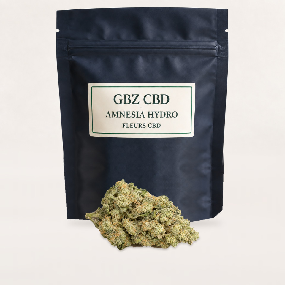 Amnesia Hydro — packshot GBZ CBD, catégorie Fleurs CBD
