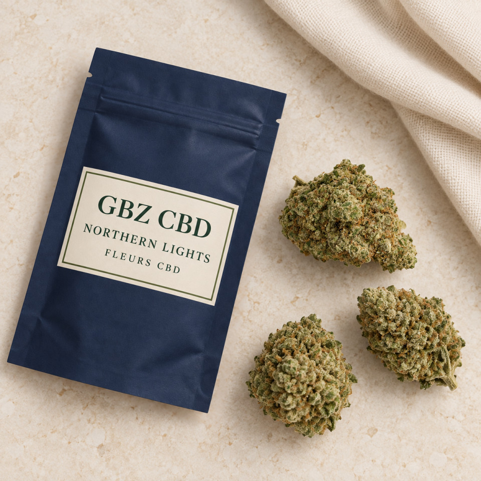Northern Lights — mise en scène du conditionnement GBZ CBD