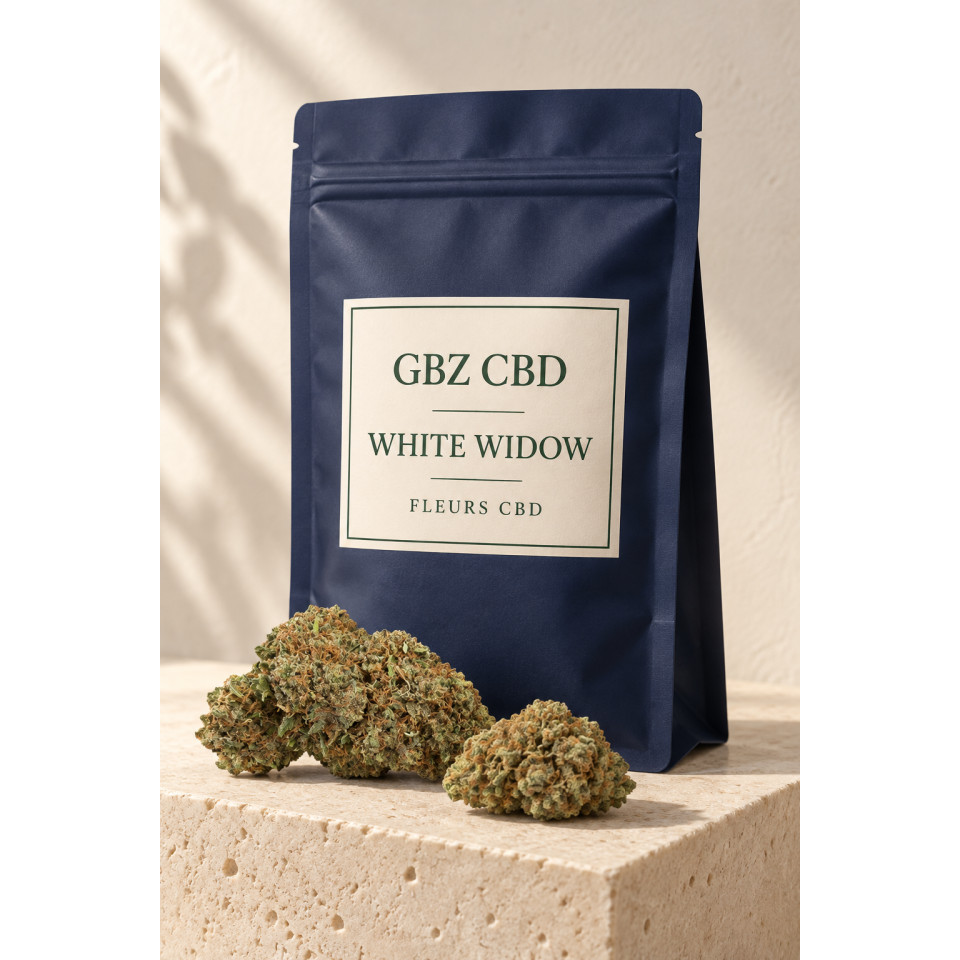 White Widow — visuel vertical du conditionnement GBZ CBD