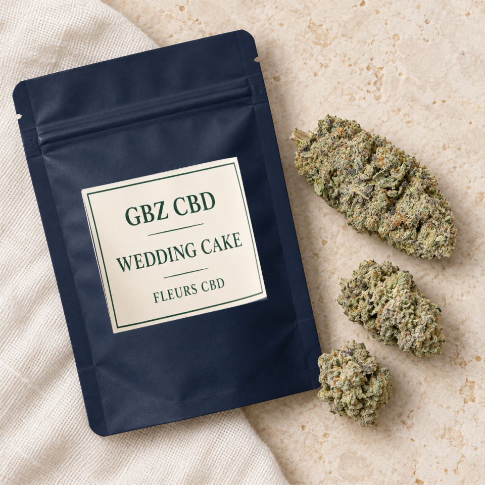 Wedding Cake — mise en scène du conditionnement GBZ CBD