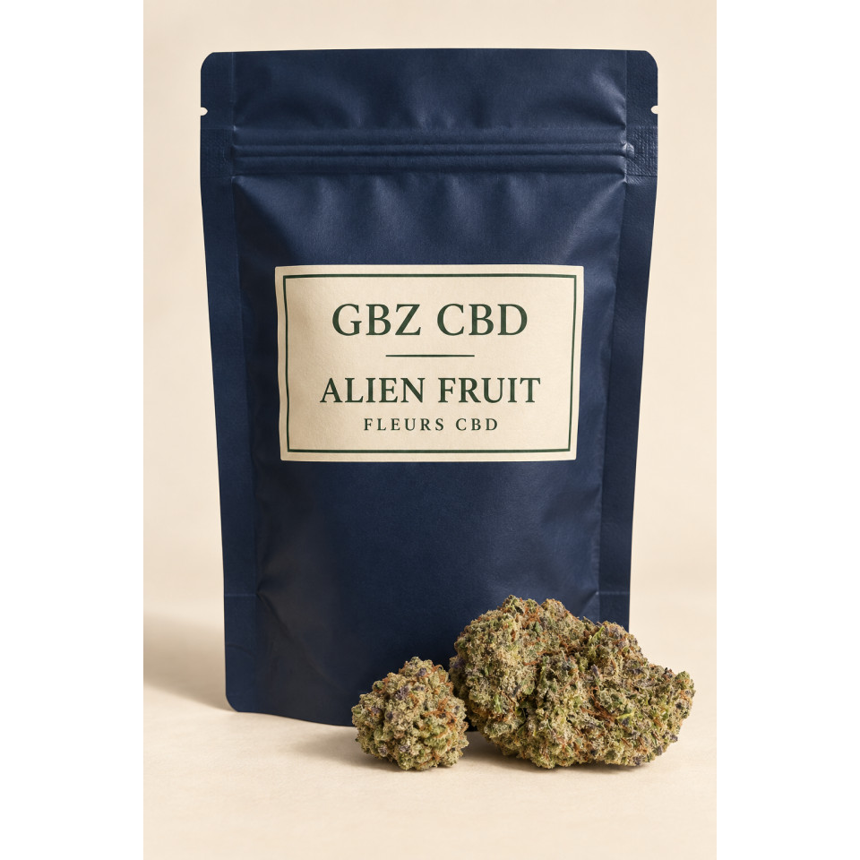 Alien Fruit — visuel vertical du conditionnement GBZ CBD