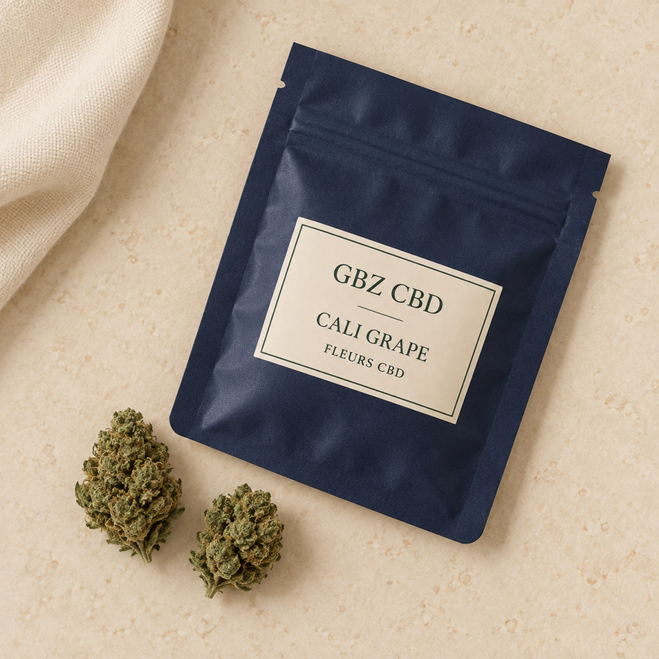 Cali Grape — mise en scène du conditionnement GBZ CBD